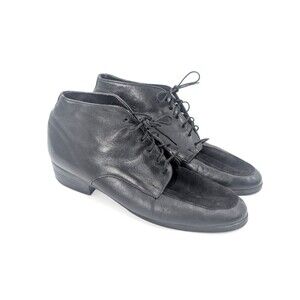 Munro American Black Leather Suede Tie Up Flat Oxford Dressy Shoes Size 7.5